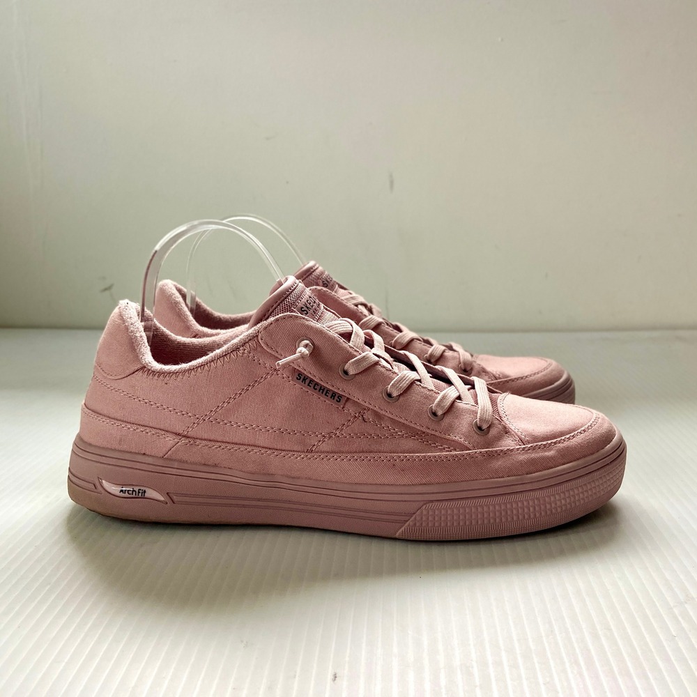 Skechers Arch Fit Arcade Low Top Lace Up Canvas Sneakers Mauve Pink Womens 11